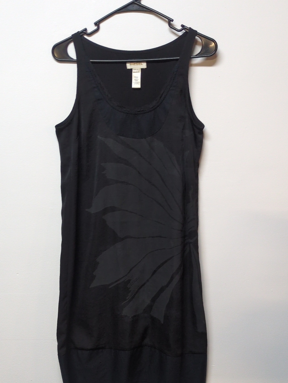 Diesel Black Floral Monochromatic Tank Dress, Size 6